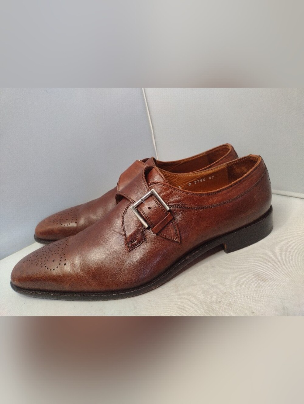 Broletto Italy Wingtip Monk Strap Men's Dress Shoes 13 Brown Tan Buckle QQ - Picture 5 of 8